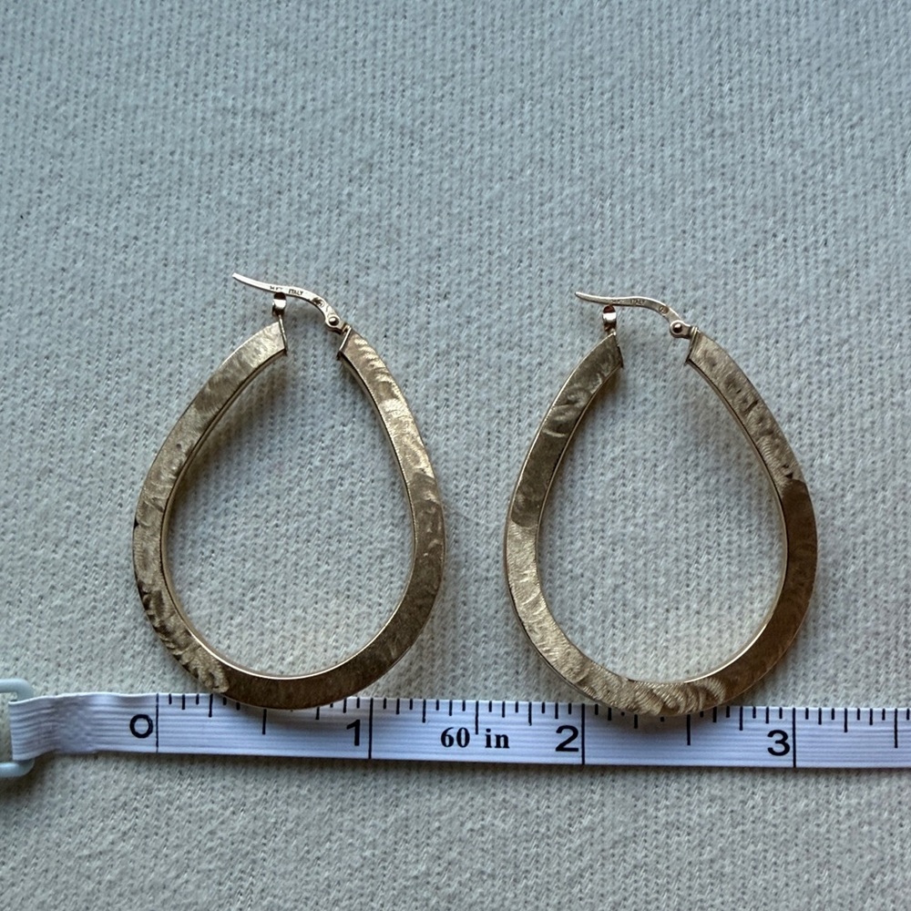 Gold 14kt Teardrop Hoop Earrings - Made in Italy - Picture 4 of 6